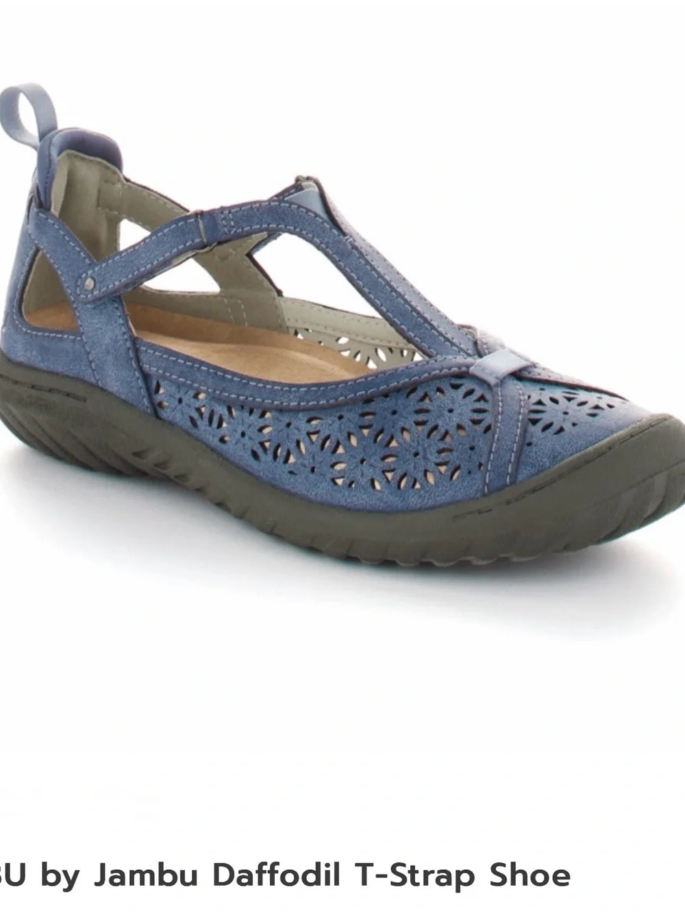 *new* Jambu Daffodil Women's Blue Laser-Cut T-Strap Flat